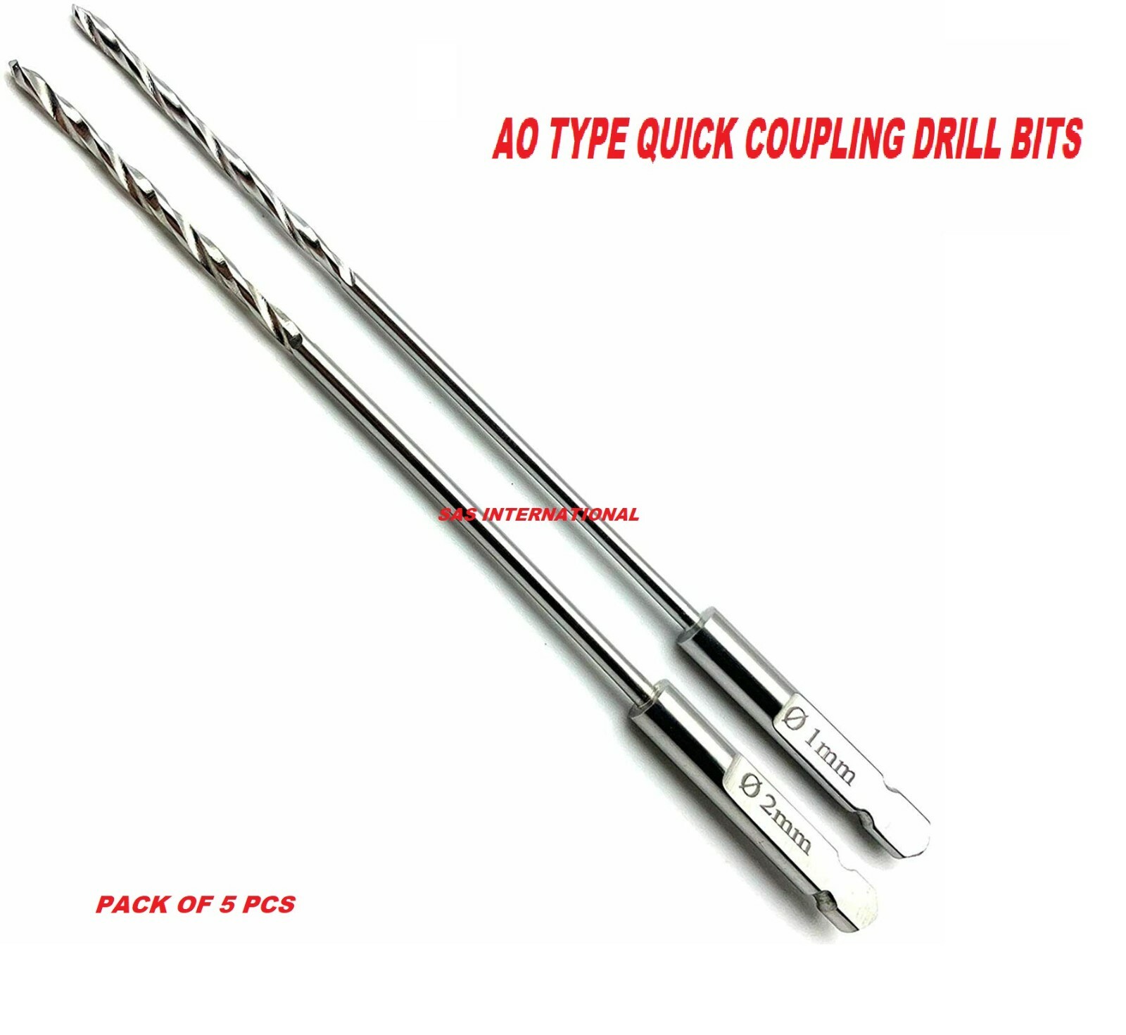 Orthopedic AO Type Quick Coupling Bone Drill bits surgical veterinary pack of 8