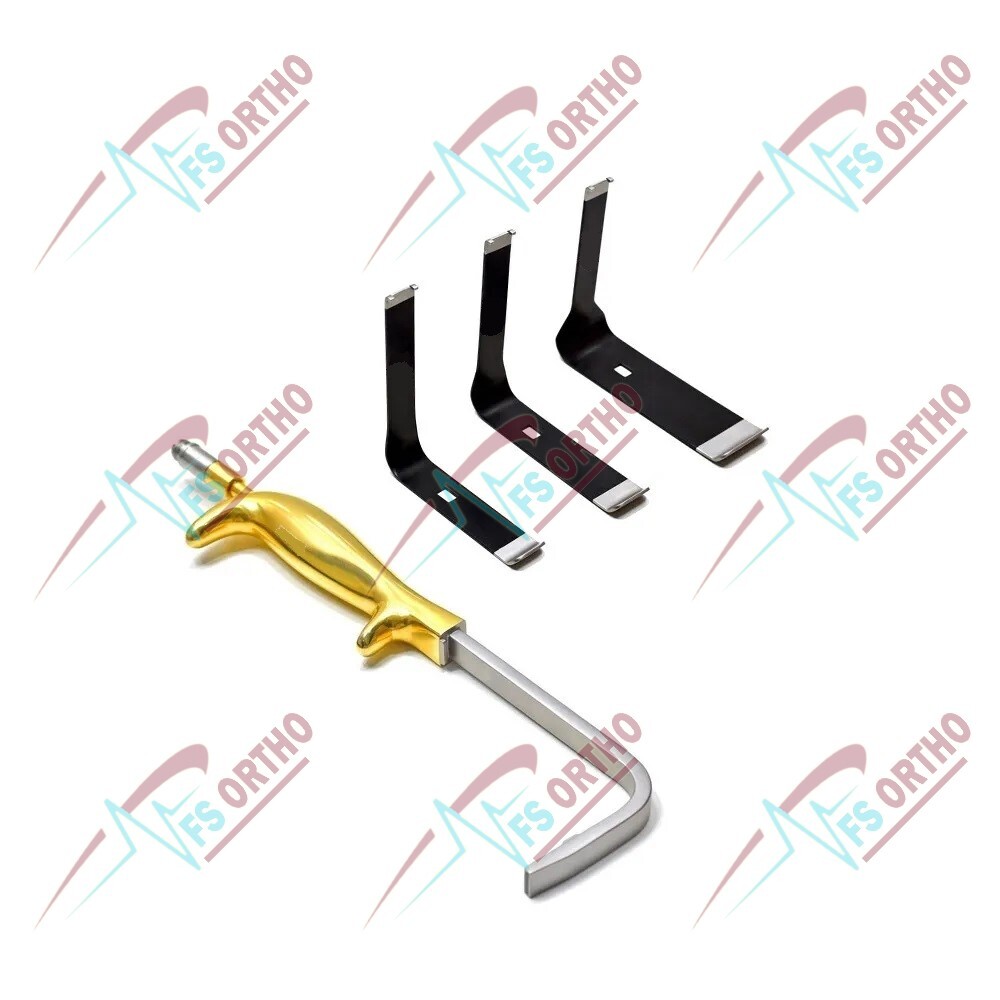 Breast Retractor With Fiber Optic Light Guide and 3 Changeable Blades