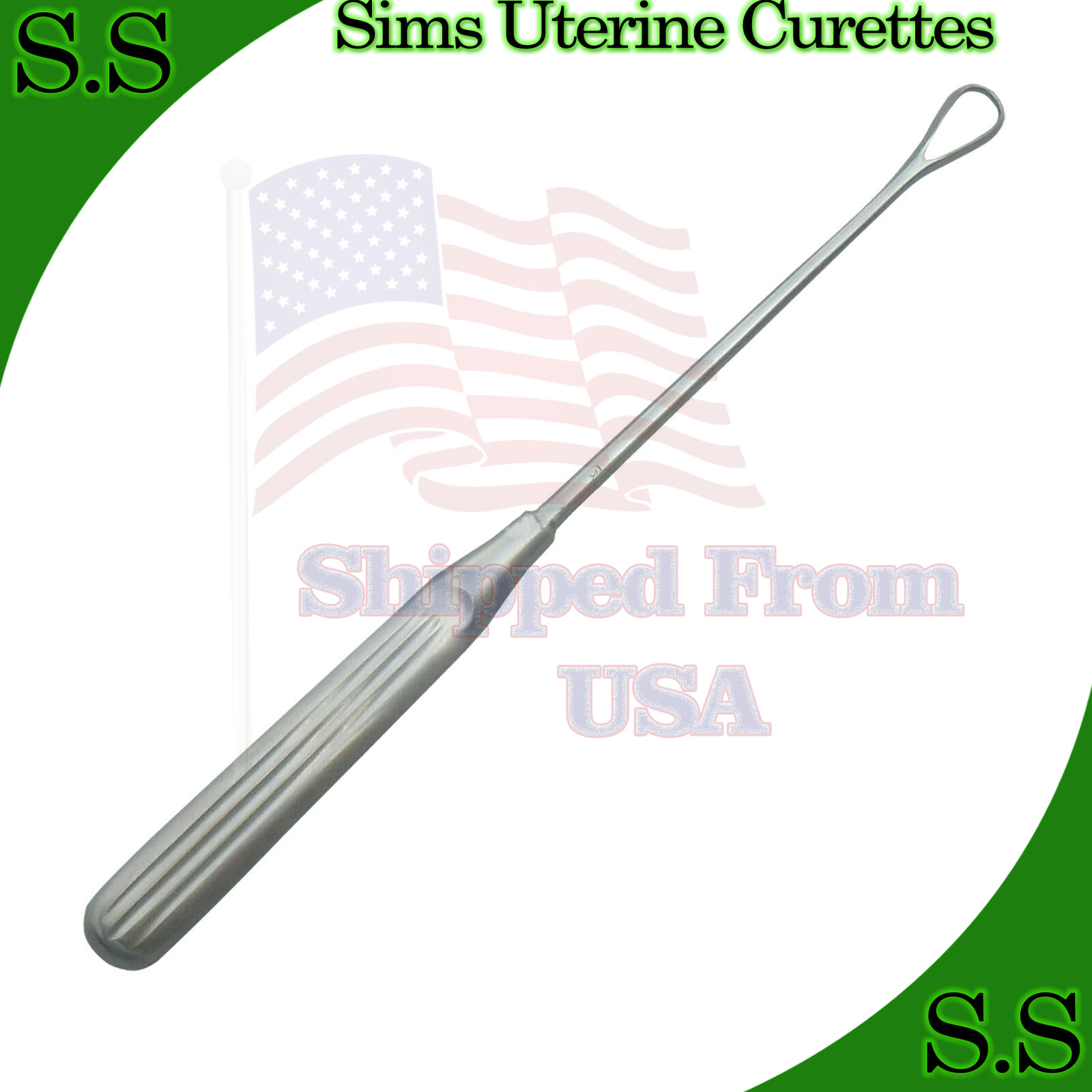 Sims Uterine Curettes 10″ # 4 Sharp Blade OB/GYN Surgical