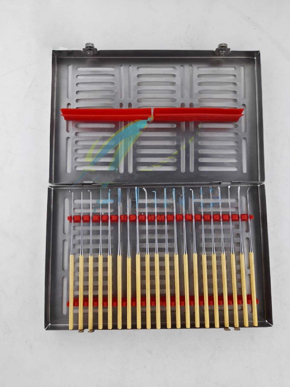 Rhoton Micro Dissector Set 20 Pieces with Gold Neurosurgery Surgical Instruments