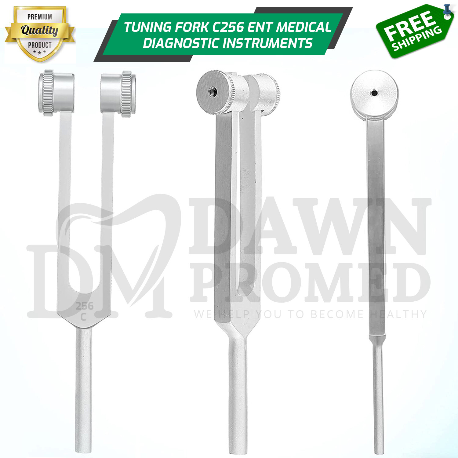 AMT 256 Hz Medical-Grade Tuning Fork With Fixed Weights, Non-Magnetic German Gr