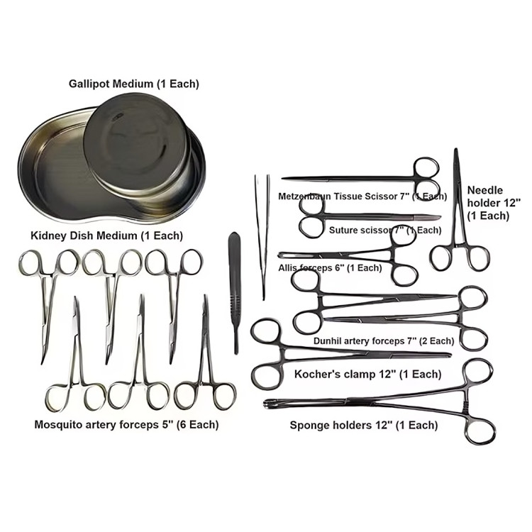 18pcs Set of Obstetric Delivery Surgical Instrument Set w/ Forceps Scissors Kit