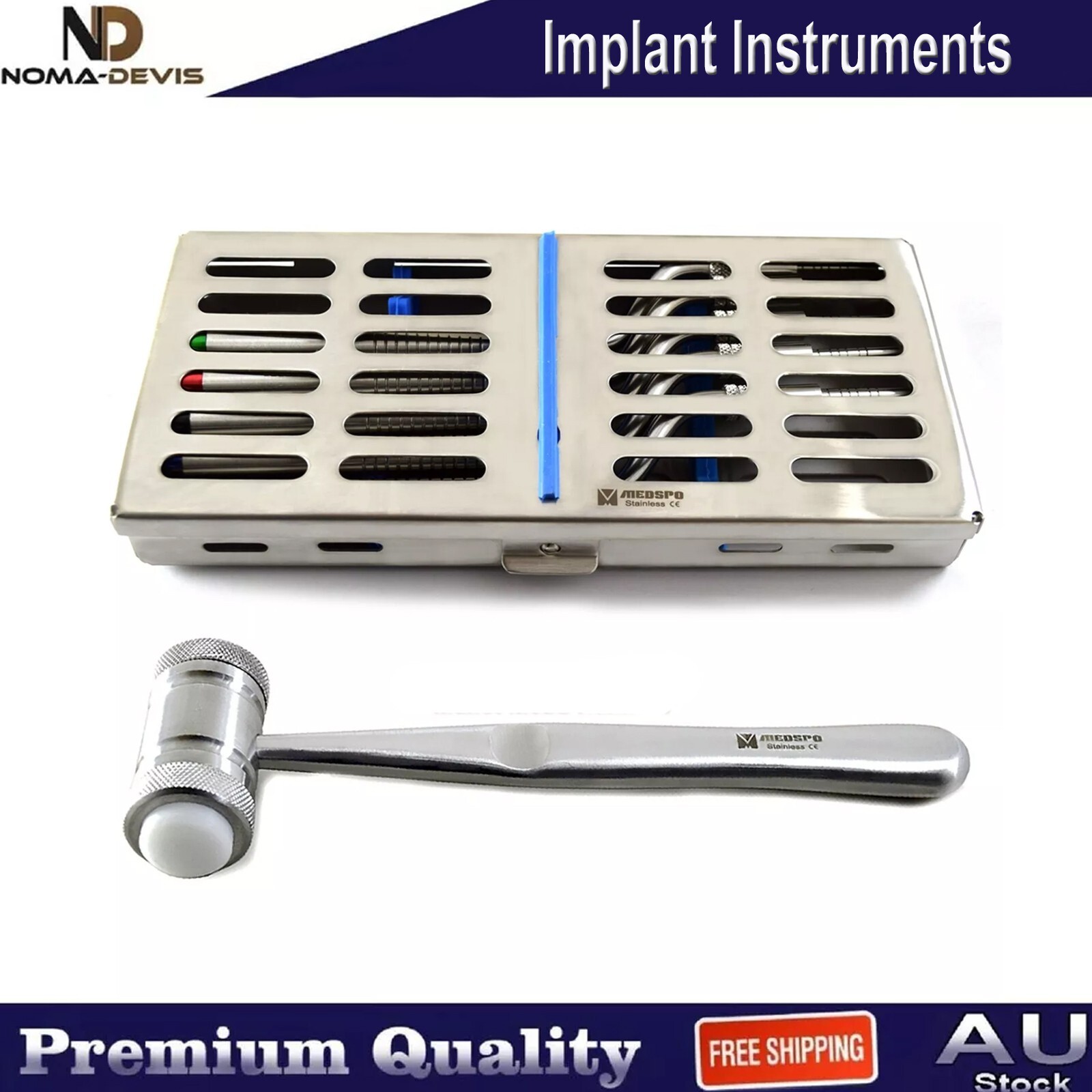 Surgical Implant Sinus Lift Concave Osteotome Bone Mead Hammer With Cassettes CE