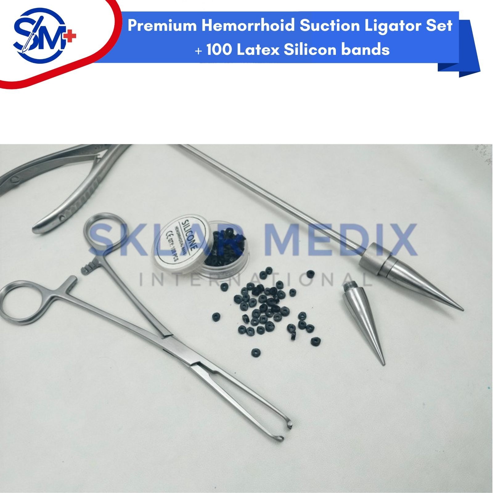 Hemorrhoid Suction Ligator With 100 bands Surgical Instruments Set High Quality