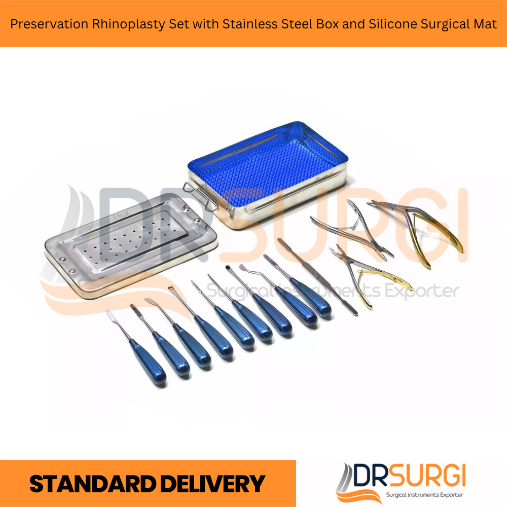 Preservation Rhinoplasty Set with Stainless Steel Box and Silicone Surgical Mat