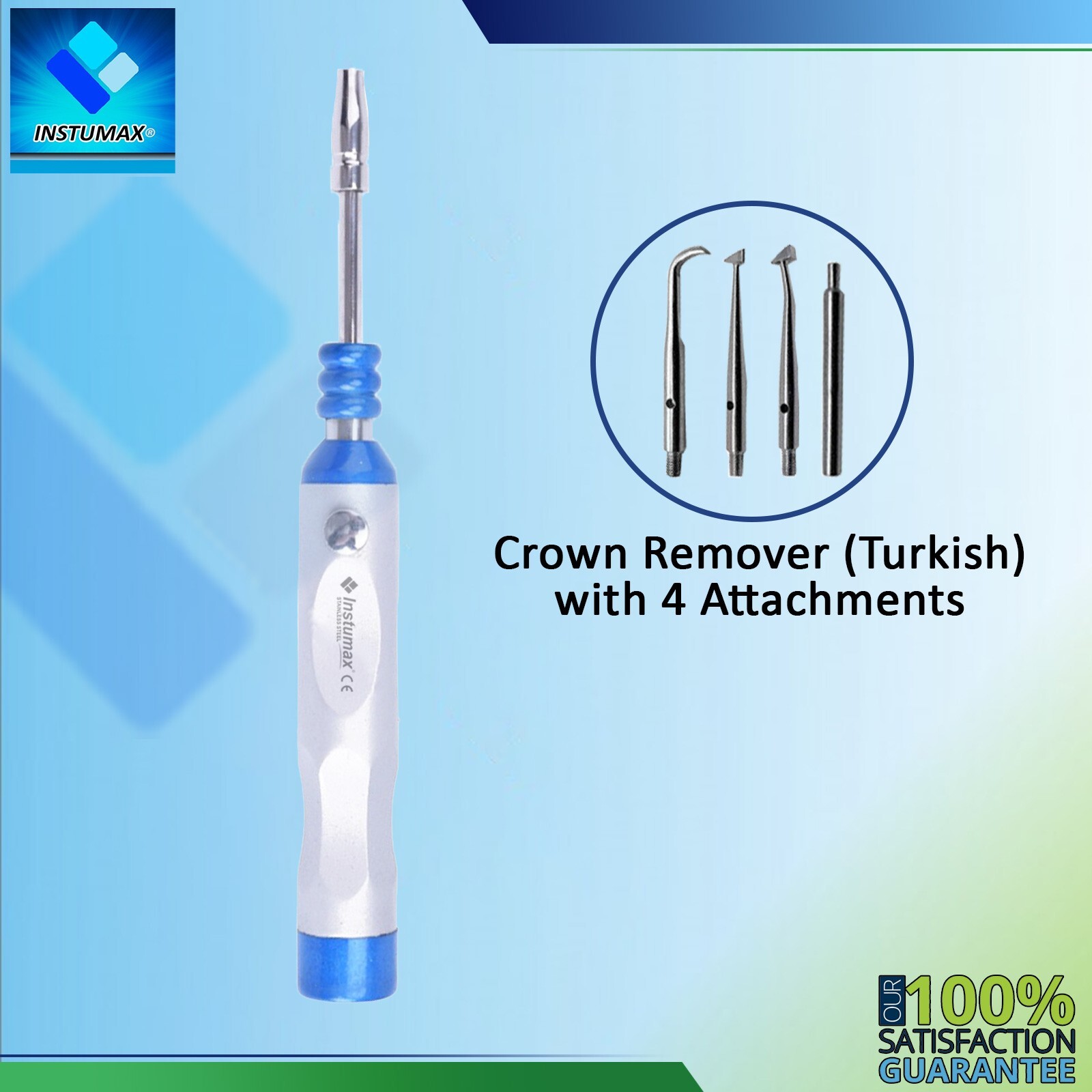 Premium Dental Automatic Crown Remover Gun Surgical Dentists With 4 Attachments