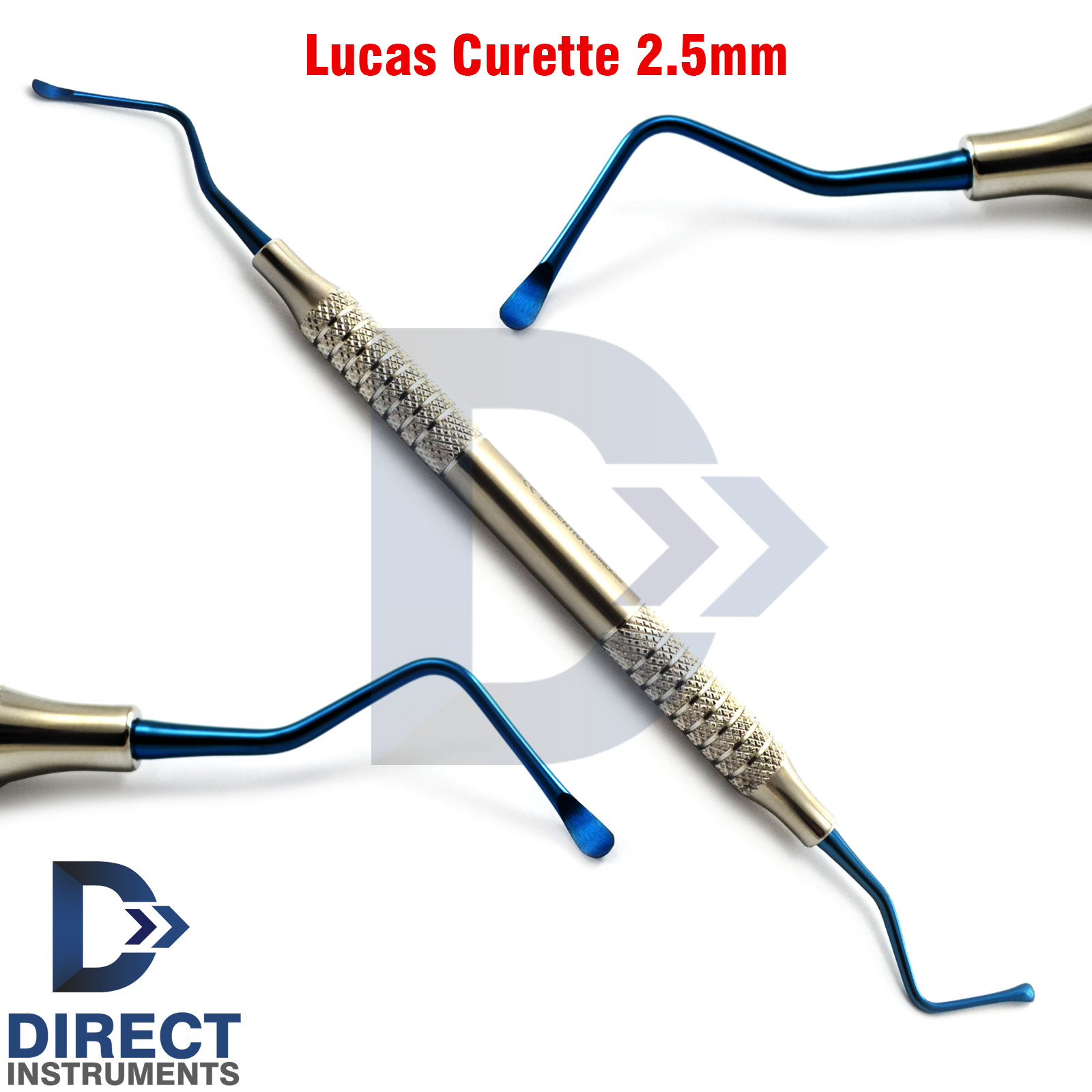3Pcs Blue Tips Periodontal Bone Curettes Lucas Bone Defects Tissue Cyst Removal
