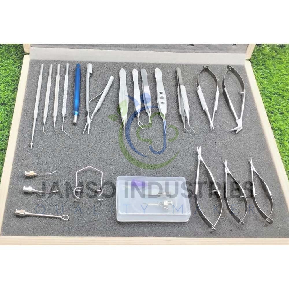 Cataract Surgery Phaco Eye Instruments Set of 21 Pcs Titanium Coated with Box