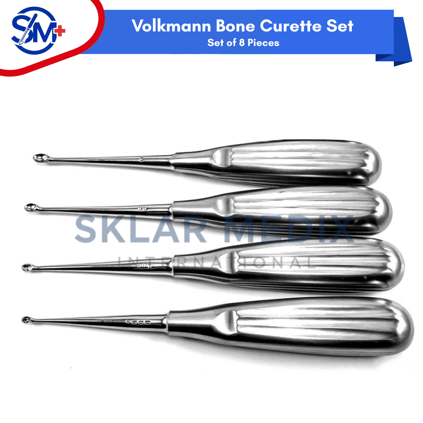 Volkmann Bone Curettes Set of 8 Pieces Orthopedic Spine Surgical Instruments CE