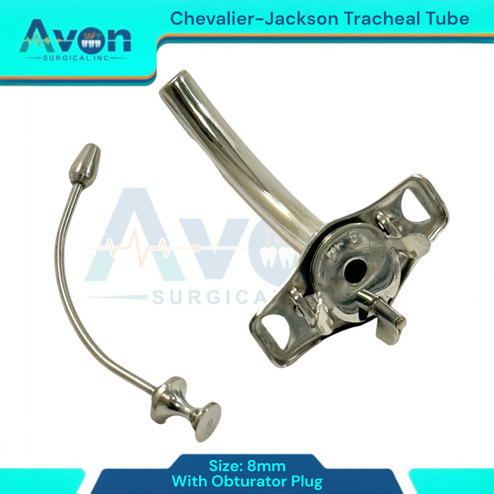 Jackson Tracheal Cannula Tube with Obturator Plug, Metal, Tracheostomy Tool, 1pc
