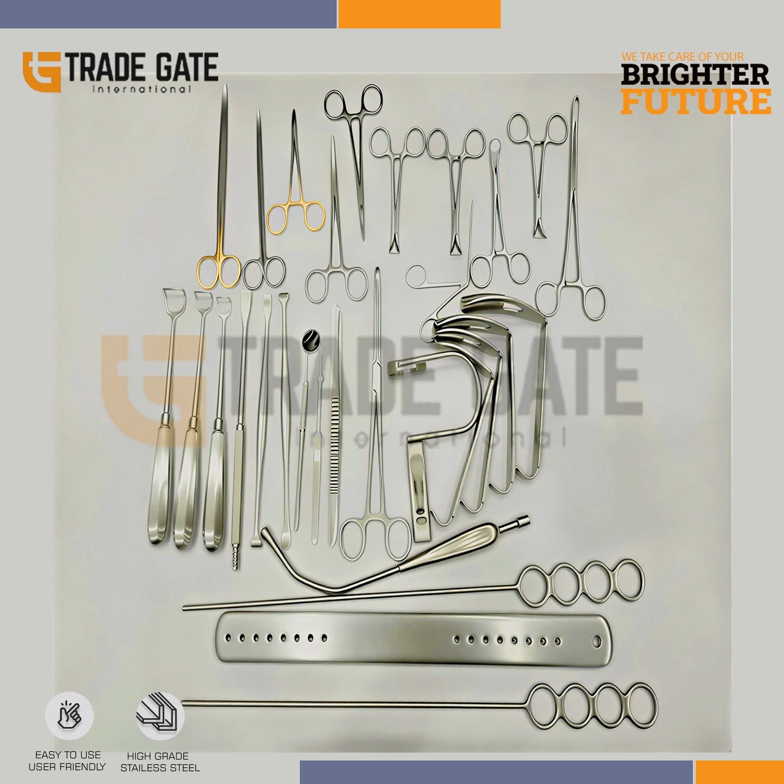 New Tonsillectomy and Adenoidectomy 30 pcs Set Surgical Instruments Kit with Box