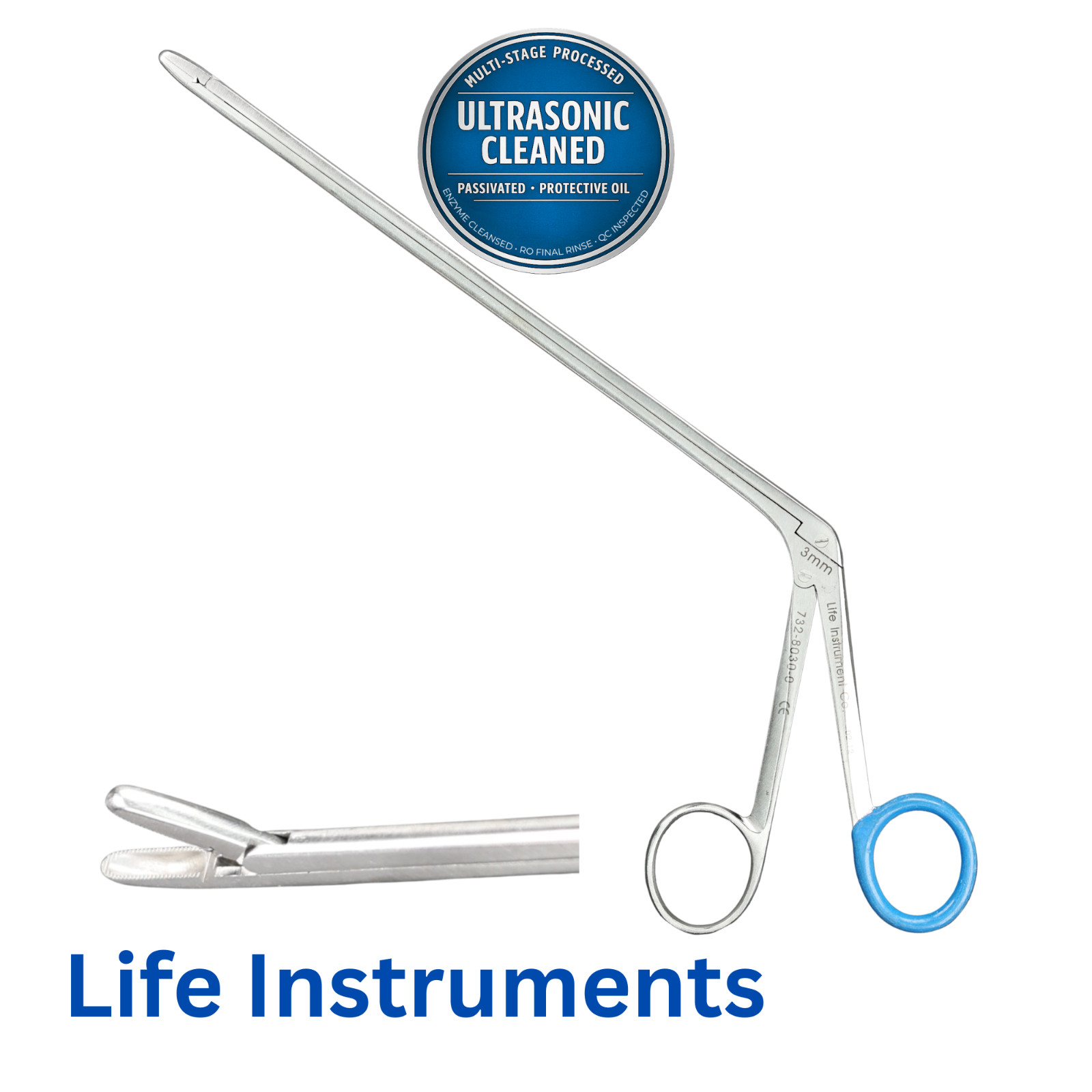 Life Instruments 732-8030-0 Pituitary IVD Rongeur, 3x10mm Cup, Serrated, 10-5/8″