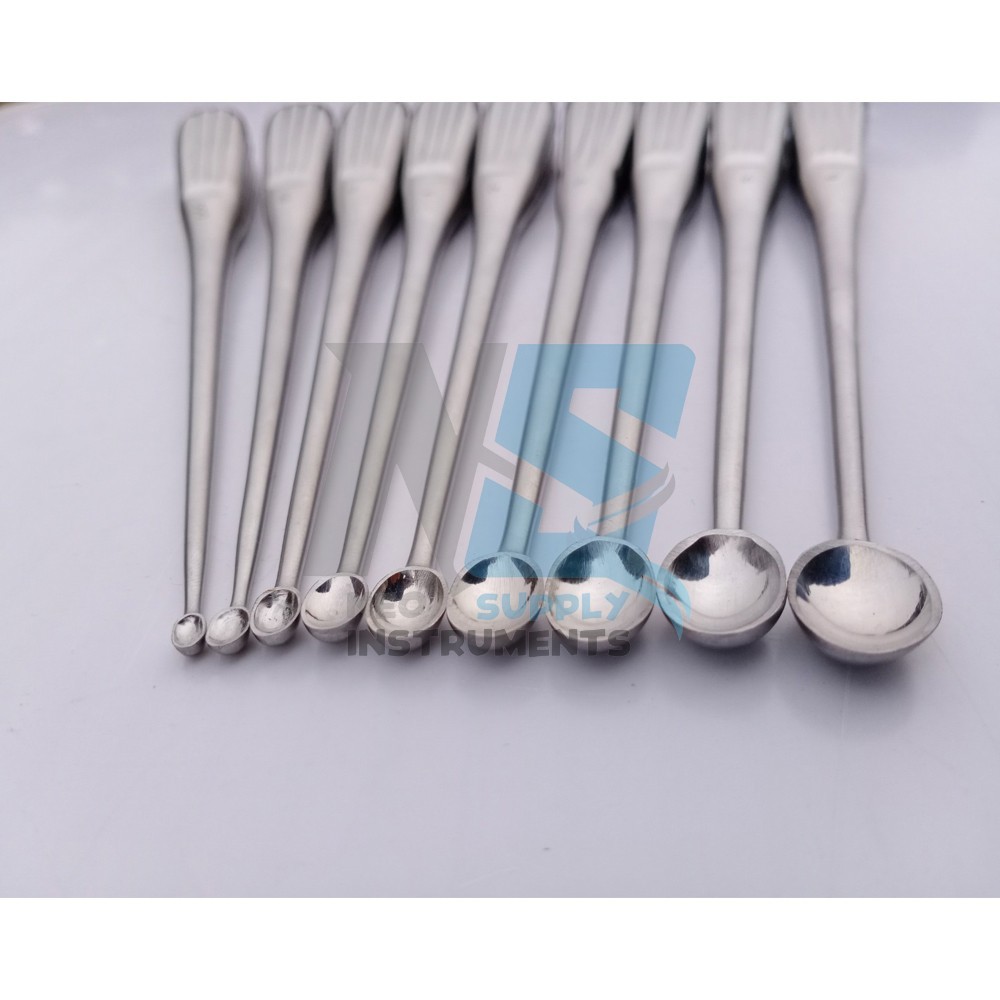 Volkmann Bone Curette Set of 9 Pieces Orthopedic Surgical Instruments