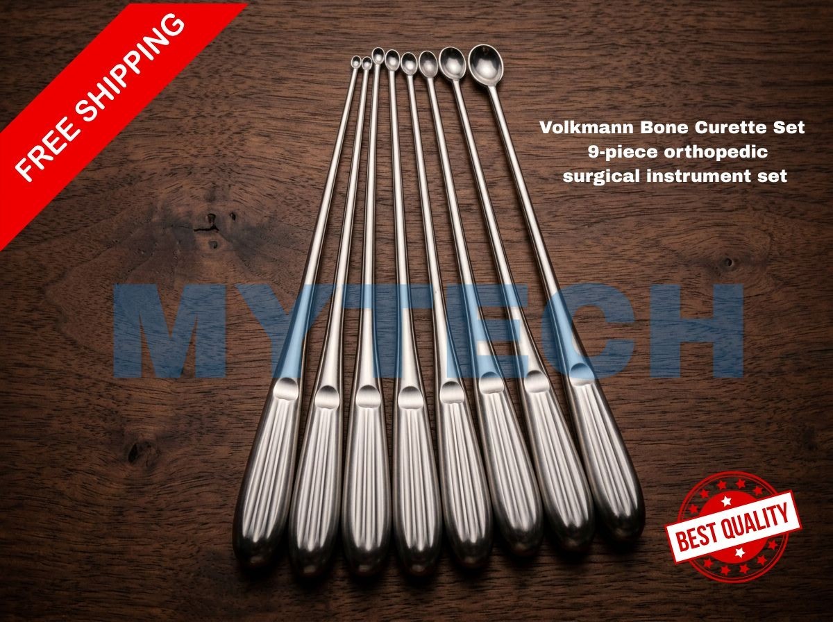 Volkmann Curette Set 9pcs – Spine & Orthopedic Bone Surgical Instruments