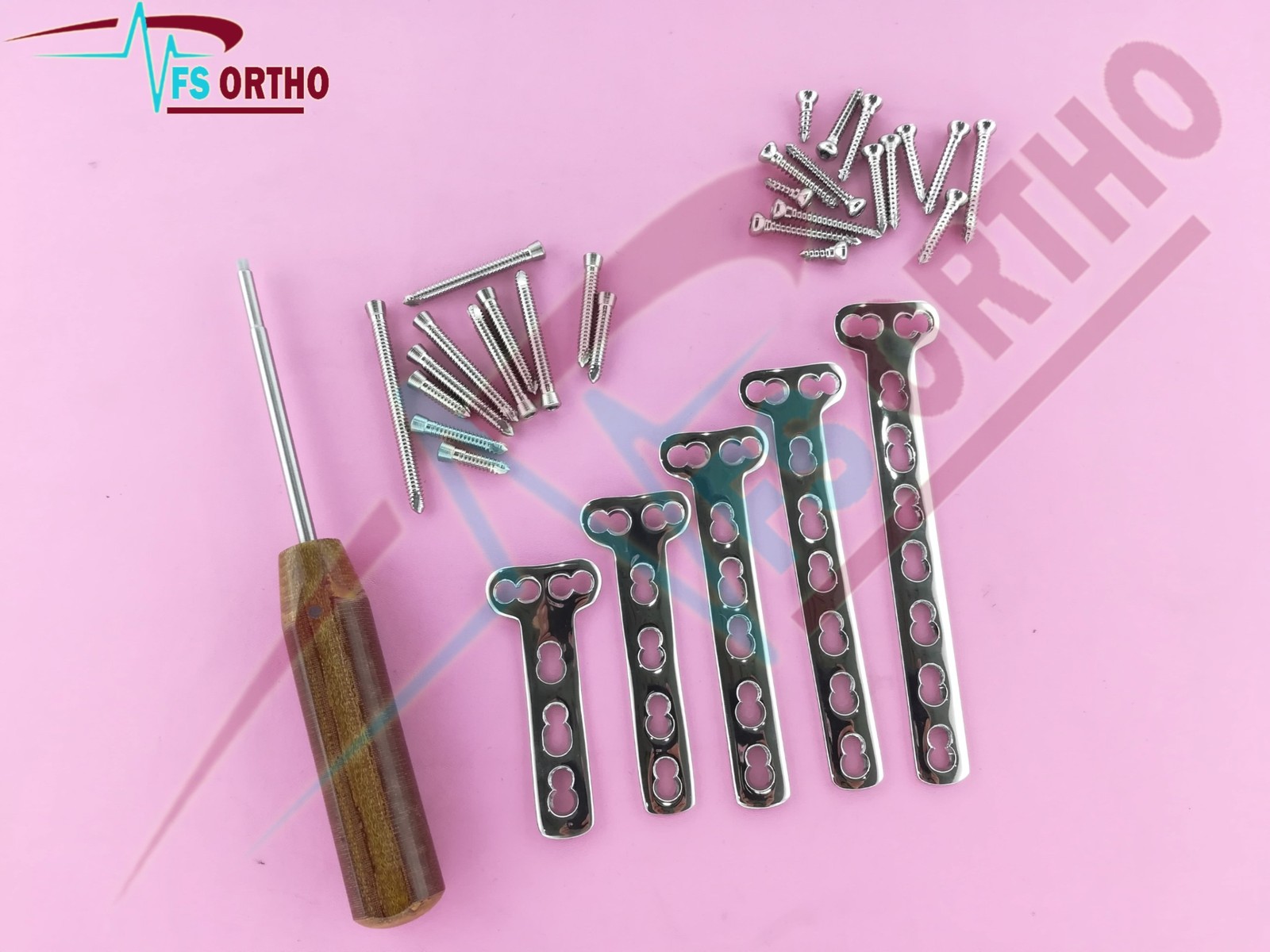 T Locking Plate 3 to 8 Holes for 3.5mm screws & screws (150 Pcs Set) Orthopedics