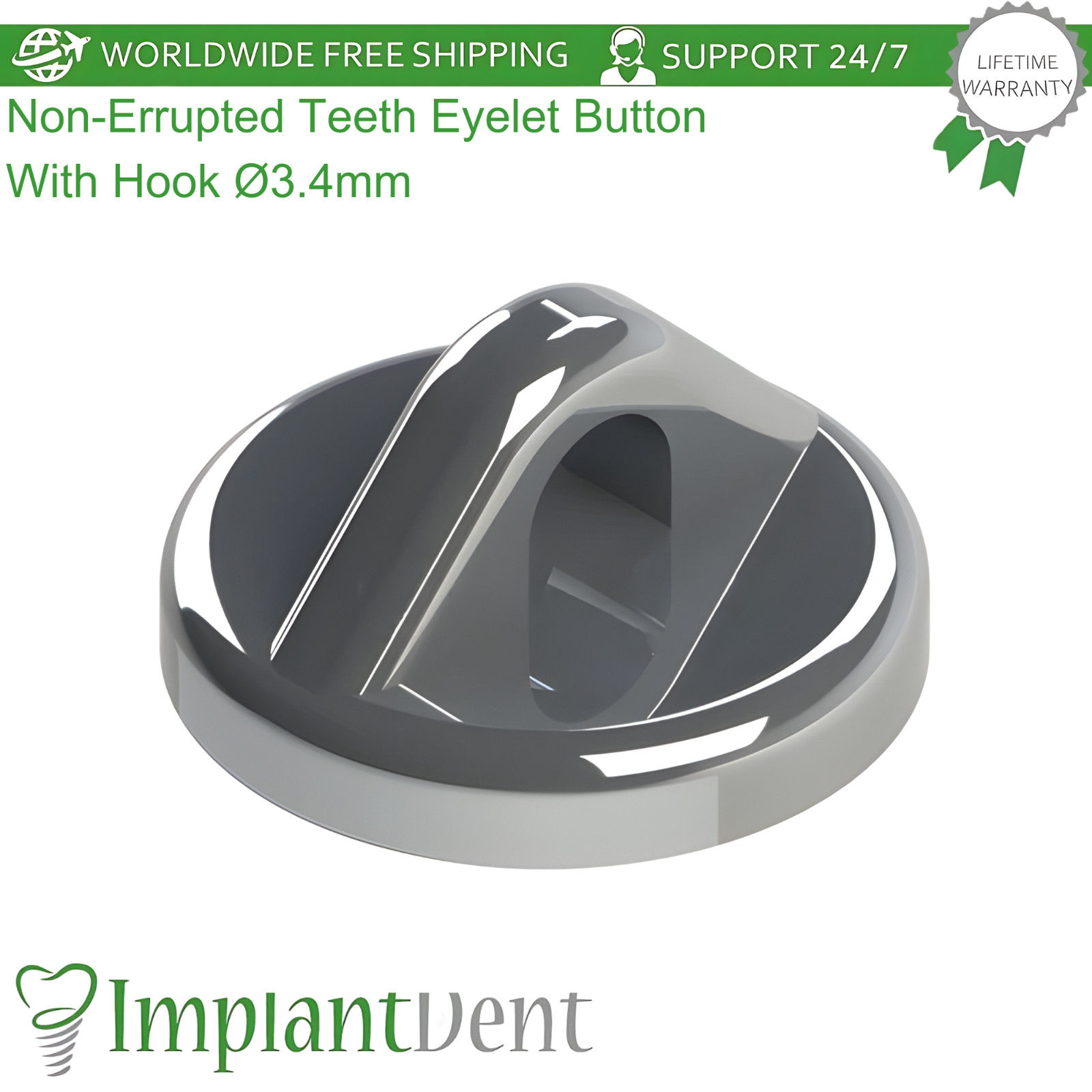 Non-Errupted Teeth Eyelet Button With Hook Ø3.4mm 0rthodontic Force Applicator