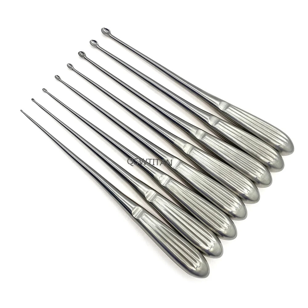 Bone Curette 1-9mm Stainless Steel Handle Orthopedic Surgery Instruments L 220mm