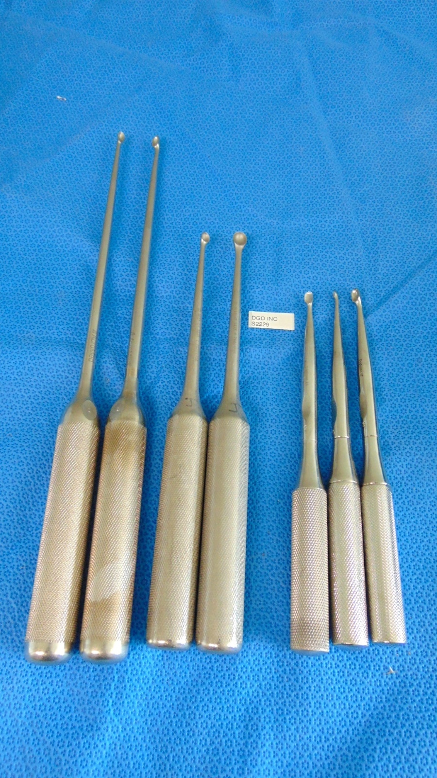 Lot Of 7 AcroMed & Codman Orthopedic Curettes Sizes 00, (2)1, 2, 3, 4 S2229z
