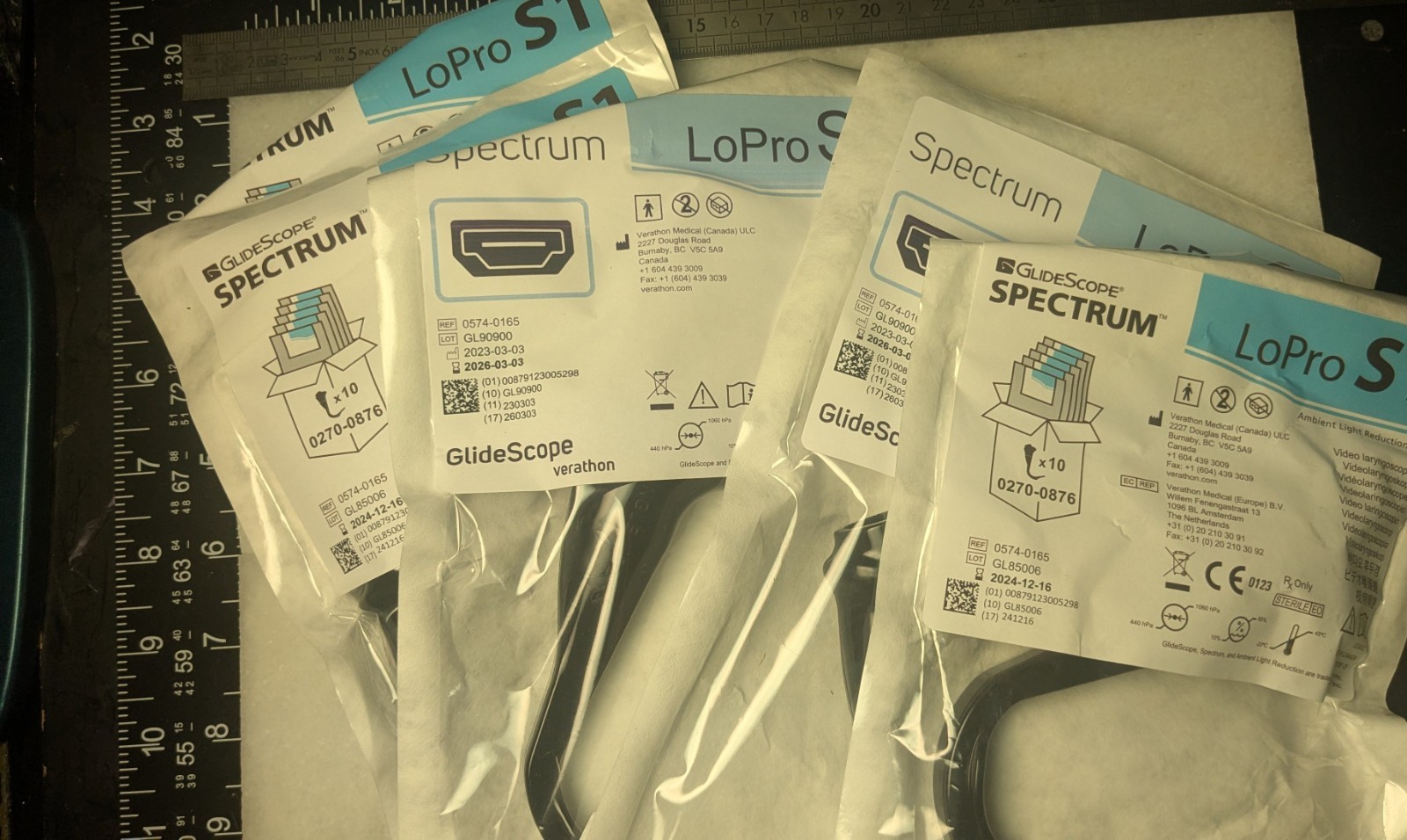 GlideScope Spectrum video laryngoscope LoPro S1 0574-0165 Lot Of 5