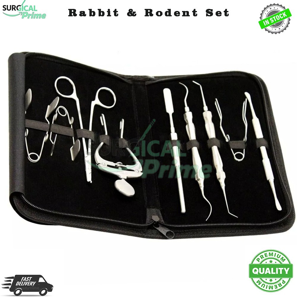 Rabbit & Rodent Set of Dental Instruments Complete 9 Pcs Kit With Pouch