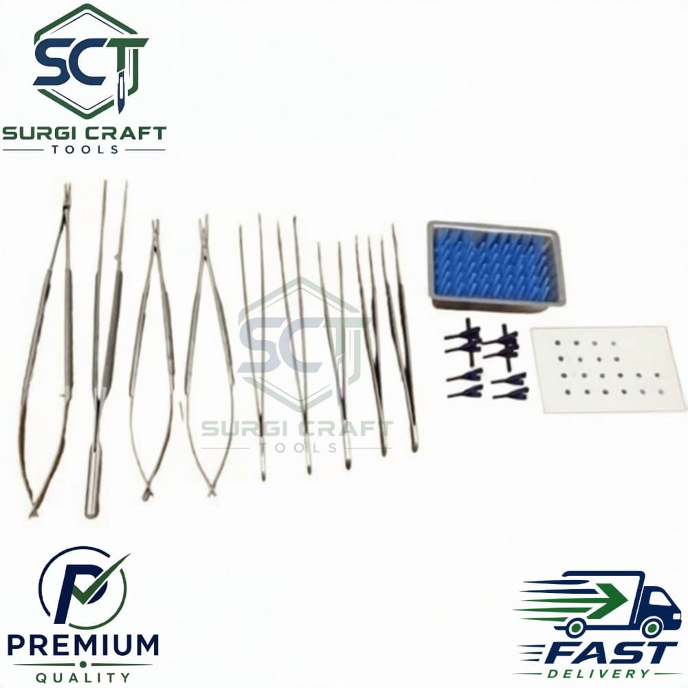 Micro Surgery Instrument Set 9 Pcs With Micro Vascular Clamp Plastic Surgery