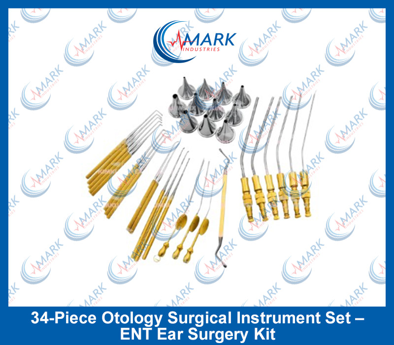 34-Piece Otology Surgical Instrument Set – ENT Ear Surgery Kit