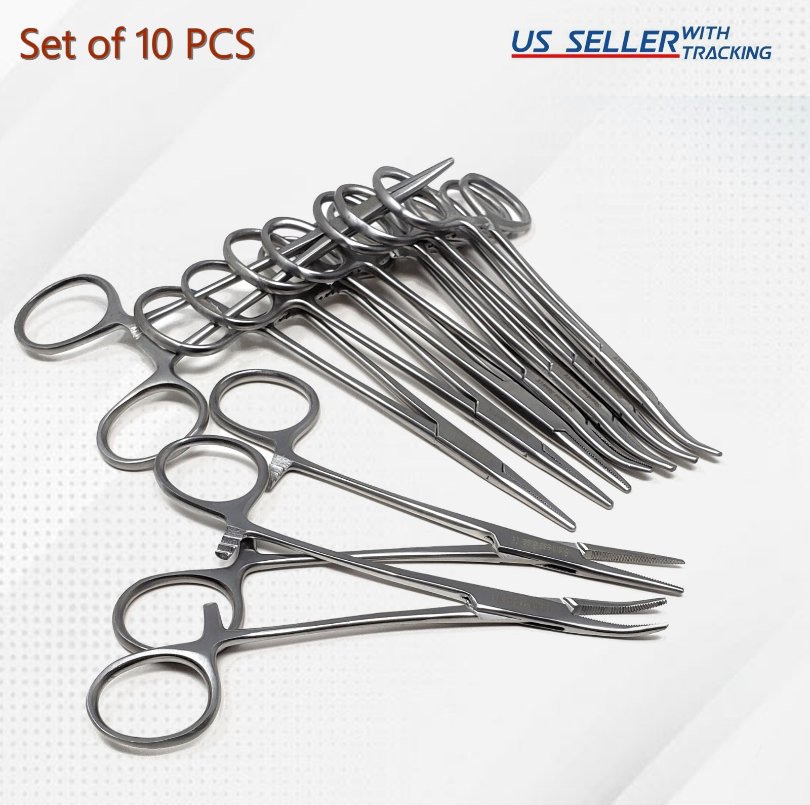 10 Pcs Mosquito Hemostat Locking Forceps 5 Curved & 5 Straight Surgical Dental