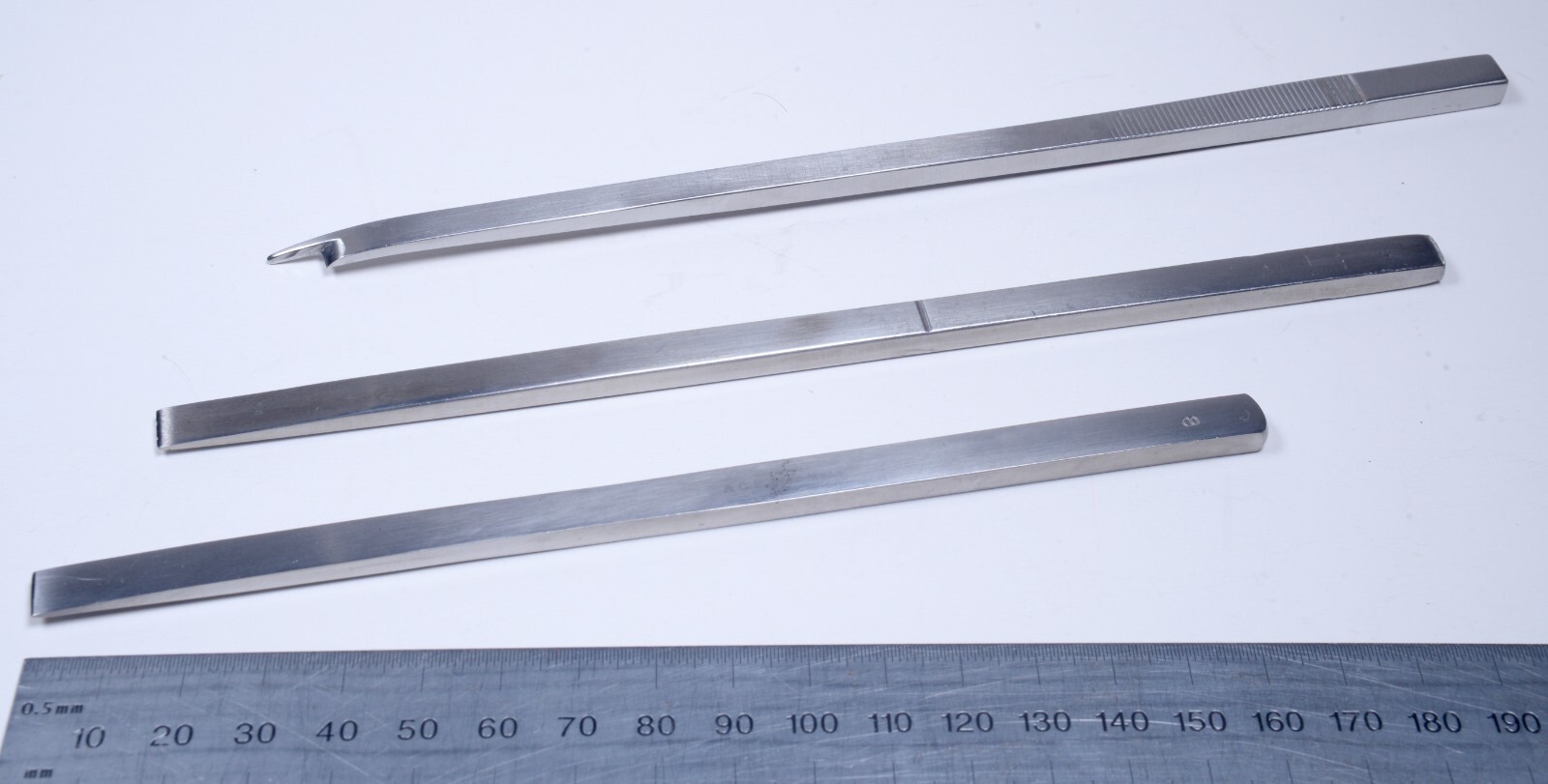 3x Osteotome Straight Curved 6¾” 7½” Stainless Steel ¼” Wide