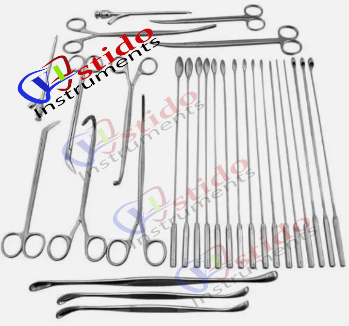 General Surgery Cholecystectomy Surgical Instrument Set of 25 Pieces