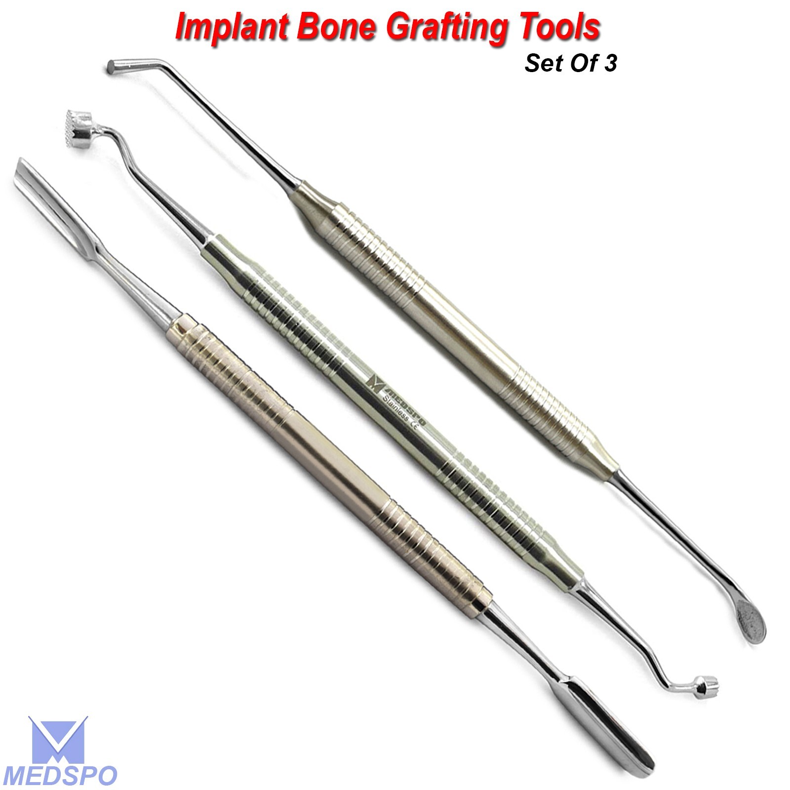 Dental Implant Palti Spoon Scoop Scraper Bone Graft Packer Orthopedics Tools Set