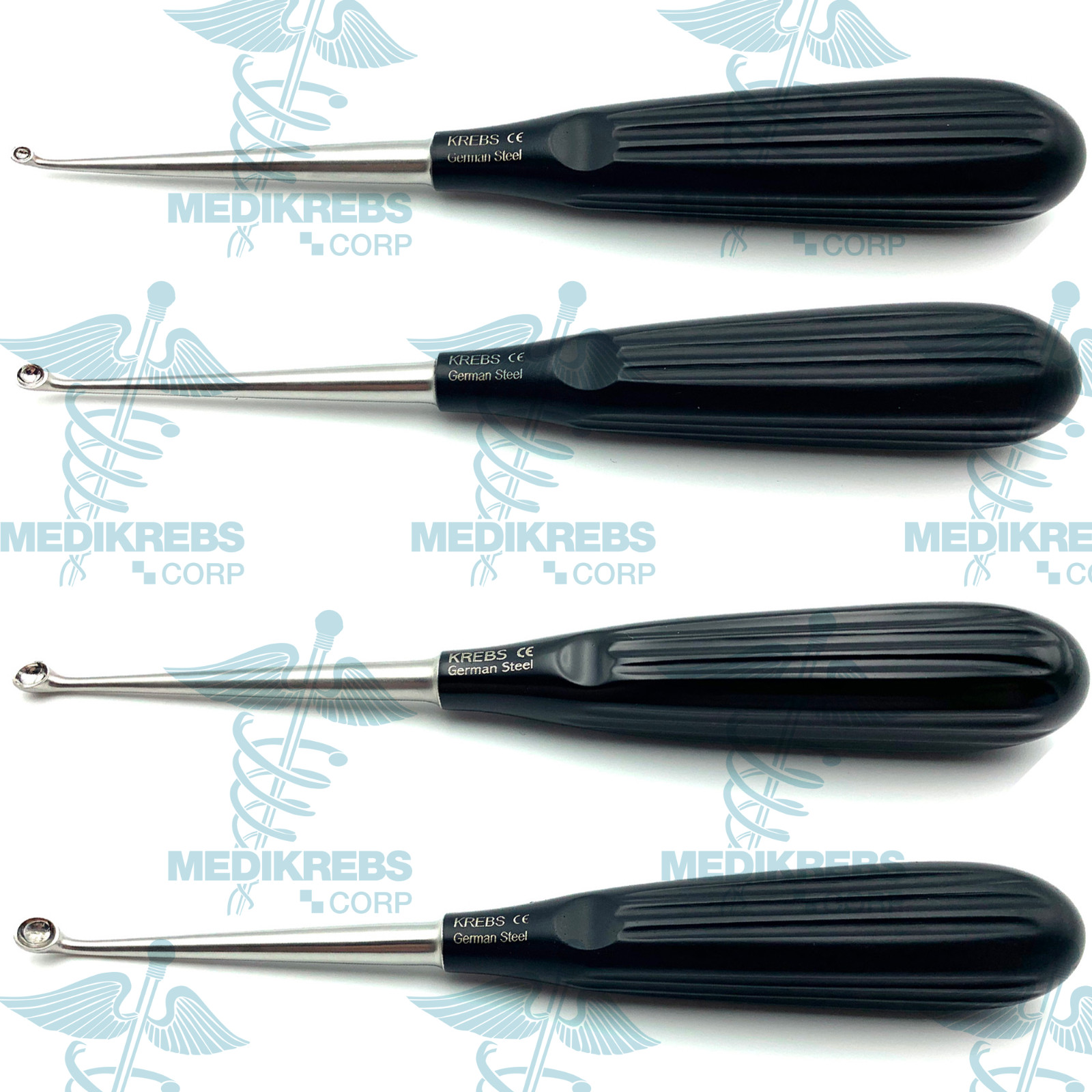 Spratt Brun Bone Curette Bundle Curved 17 cm – Fig. 0-0000 (Set of 4) OR Grade