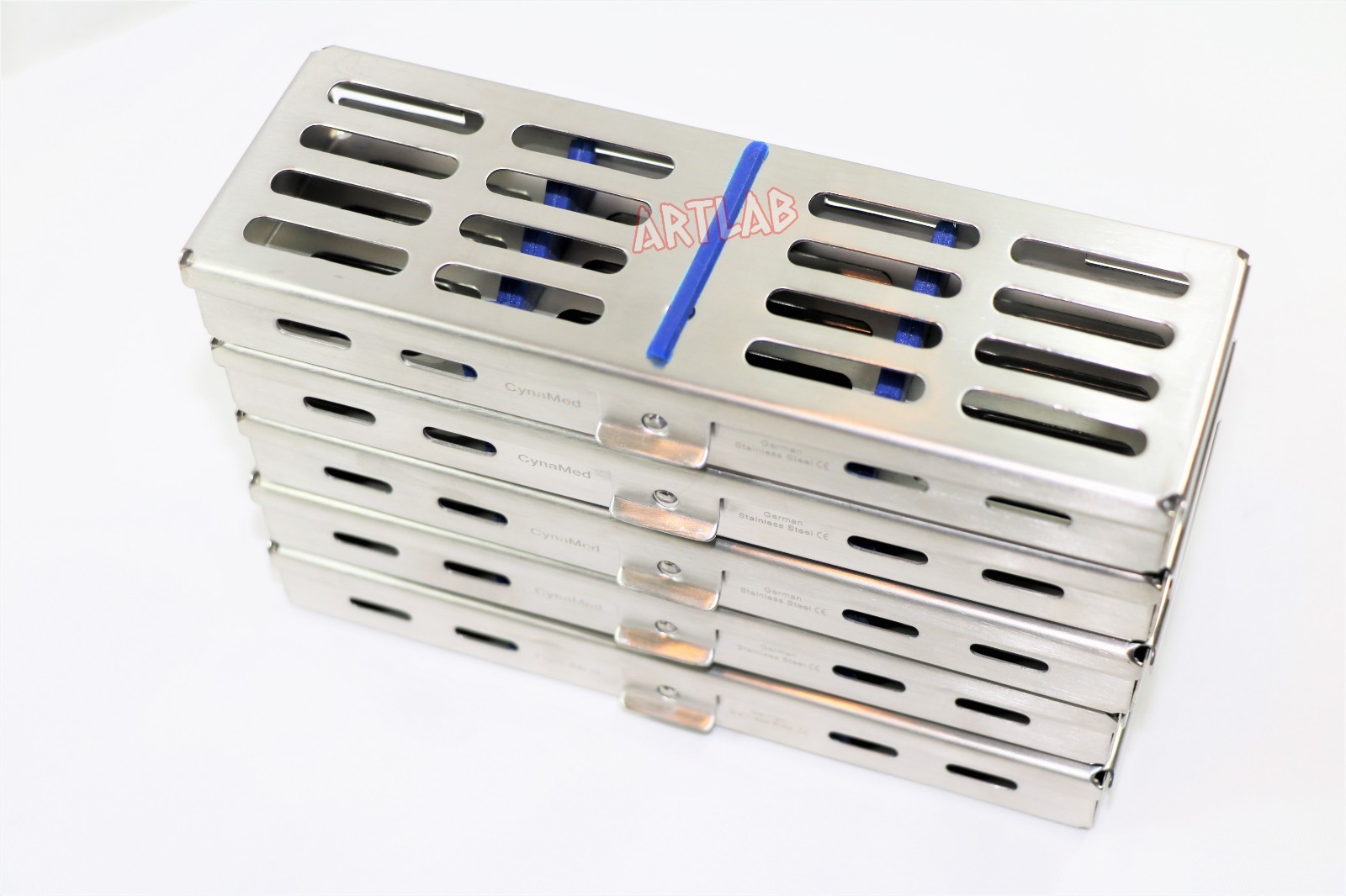 5 STERILIZATION CASSETTE TRAY RACK BOX HOLDS 5 INSTRUMENTS SURGICAL DENTAL BLUE
