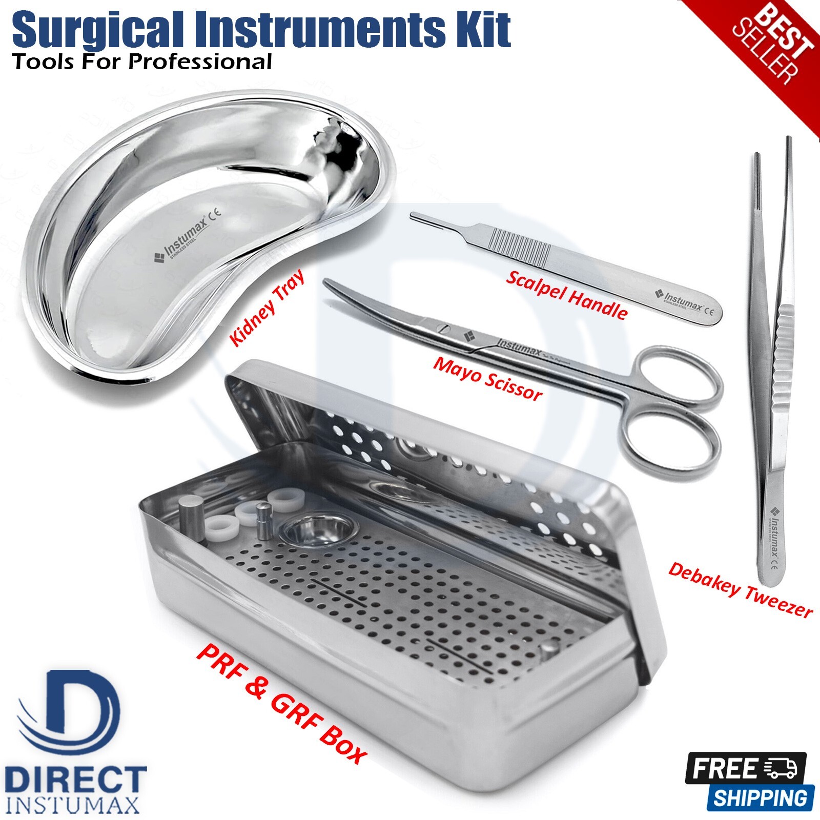 Operating Minor Surgical Instruments Kit Tray Medical Scissors PRF & GRF Box