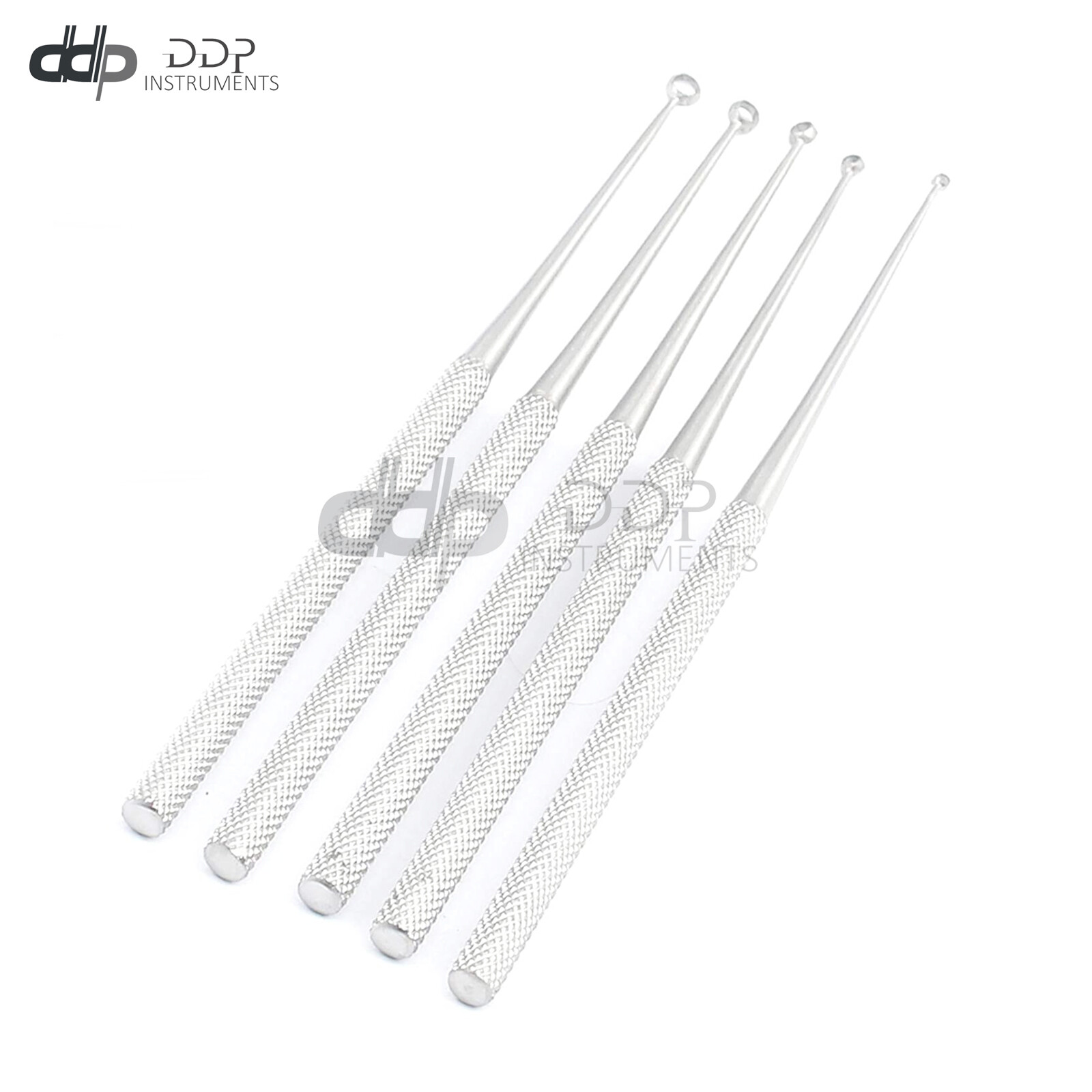 5 Pcs Set BUCK Ear Curettes 6-1/2″ BLUNT Str ENT Surgical Instruments