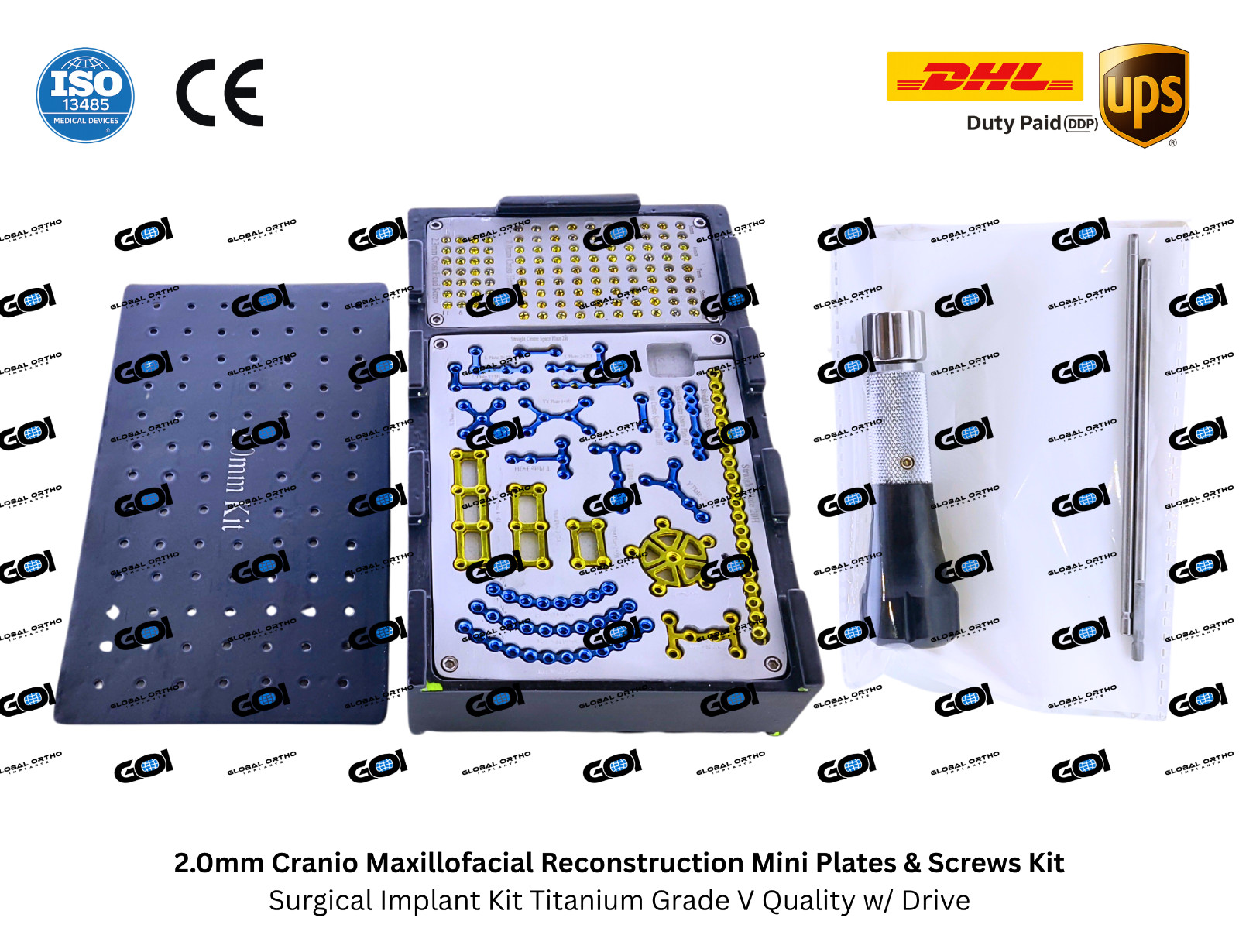 CMF Plates & Screws Kit 2.0mm Dia w/ Interchangeable Drive Set 210 Pc Titanium