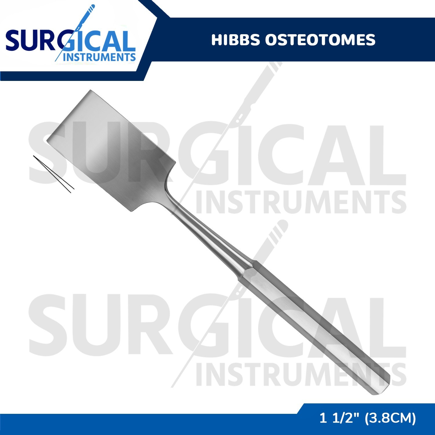Hibbs Osteotomes 9″ Curved Blade 1 1/2″ (3.8cm) Surgical Instruments German Gr