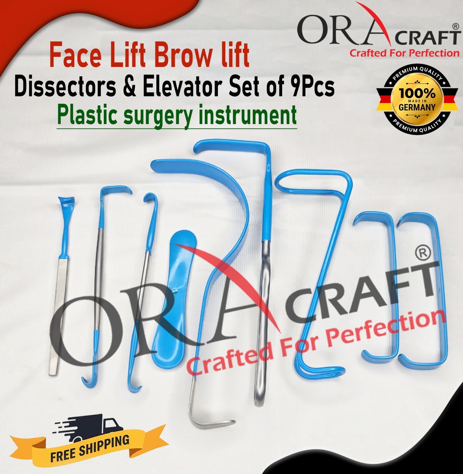 Face Lift Brow lif Dissectors & Elevator Set of 6 Pcs,Plastic surgery instrument