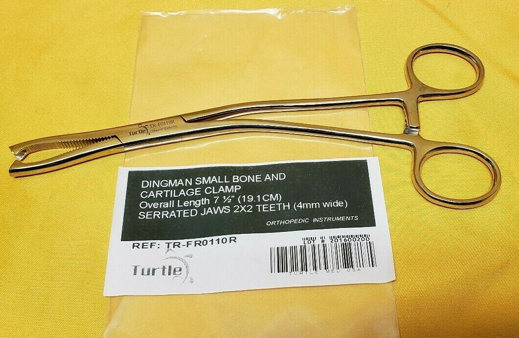 Turtle Dingman Cartilage Bone Clamp, 2×2 teeth 7.5″ REF: TR-FR0110R
