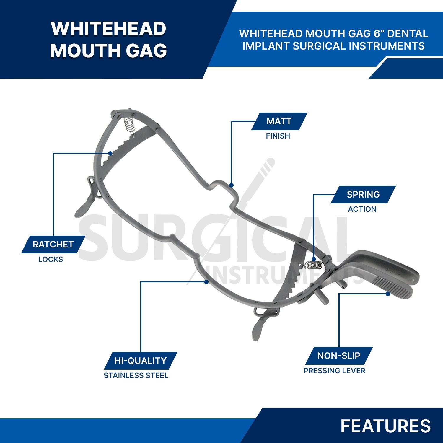 Whitehead Gag 5.5″ for Anesthesia Dental, ENT, Oral & Maxillofacial German Grade