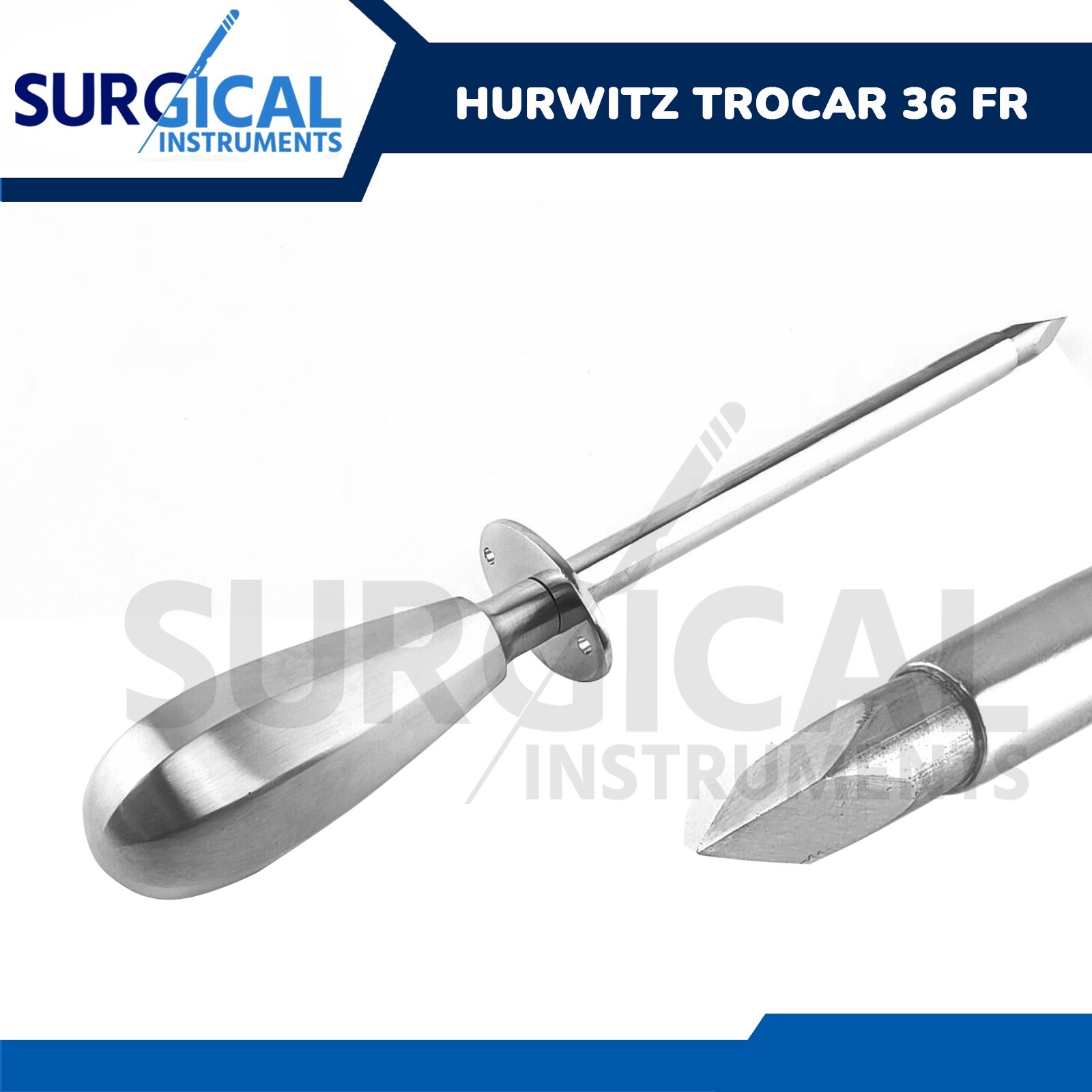 Hurwitz Trocar 36 FR. Surgical Medical Surgeon Instruments German Grade