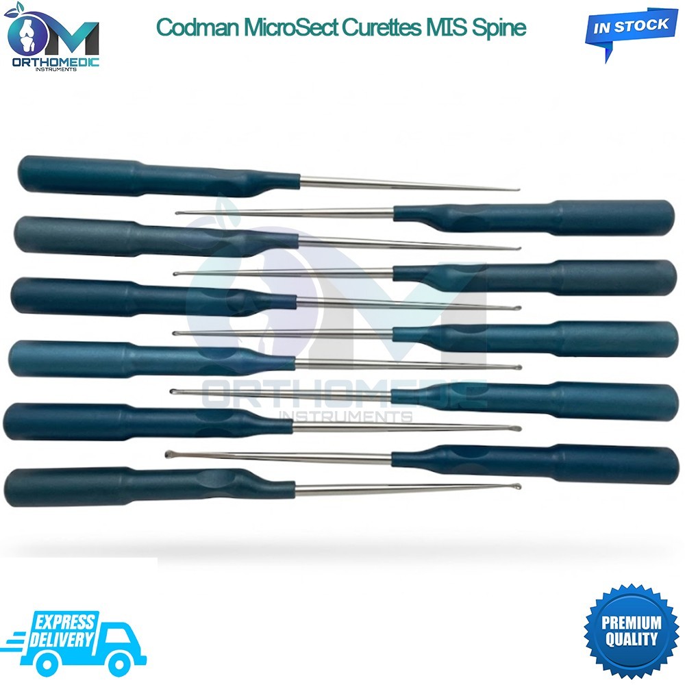 Set of 11 Codman MicroSect Curettes MIS Spine Curettes Cervical Neuro Orthopedic