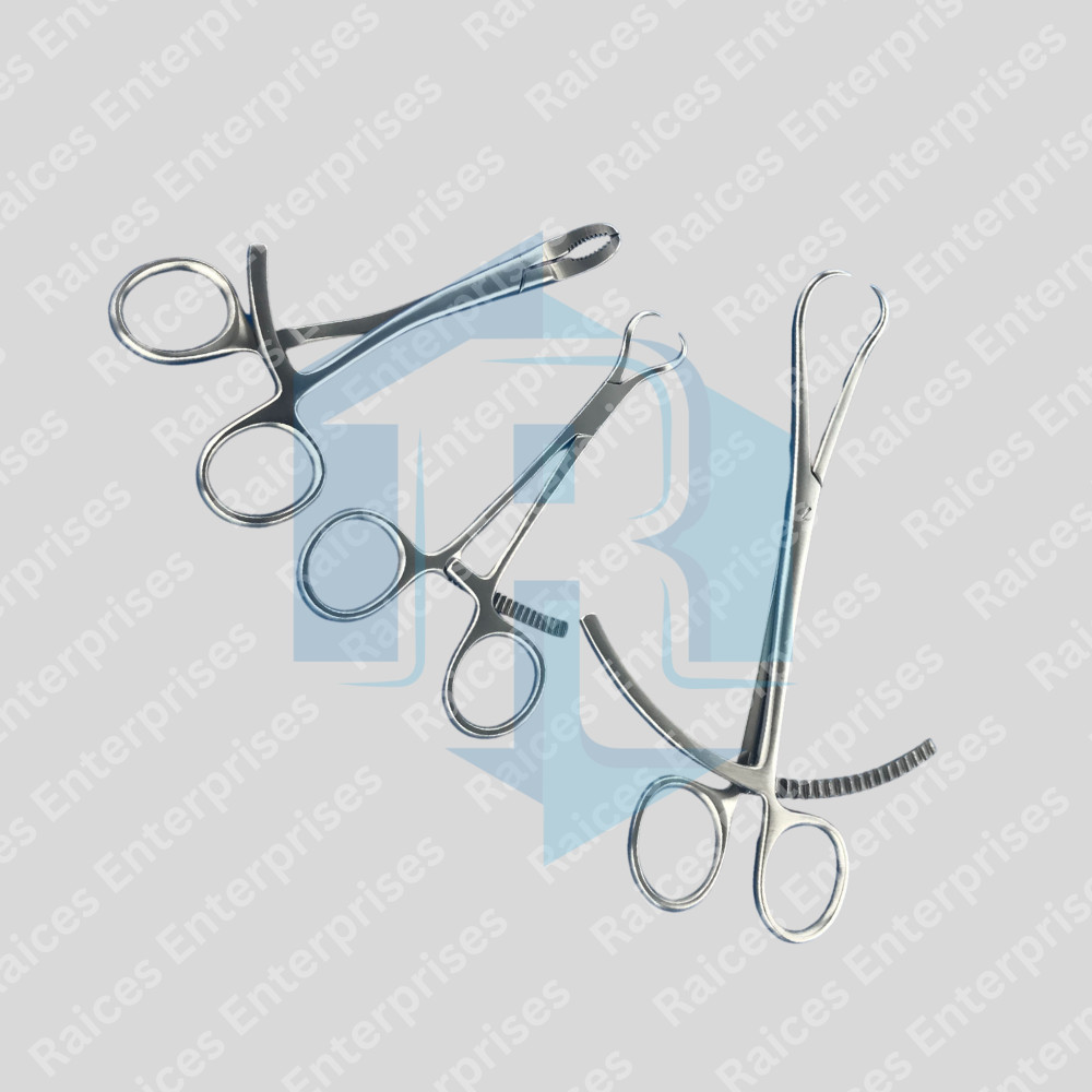 Bone Reduction Forceps Pointed & Serrated Set of 3 PCS Orthopedic Instruments