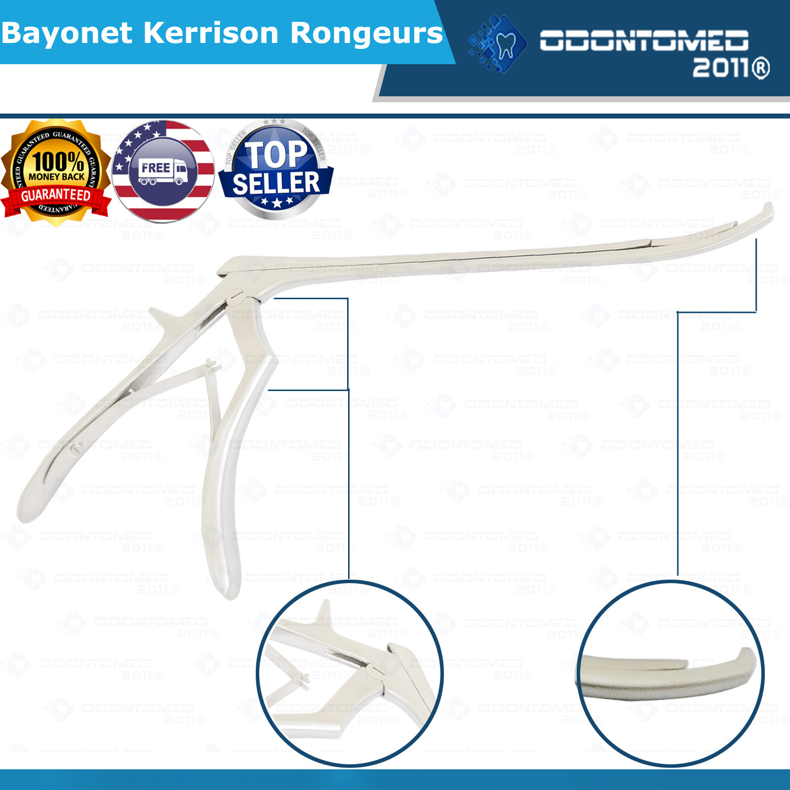 ODM Bayonet Kerrison Rongeurs 45° Curved Up 2mm Surgical Instruments
