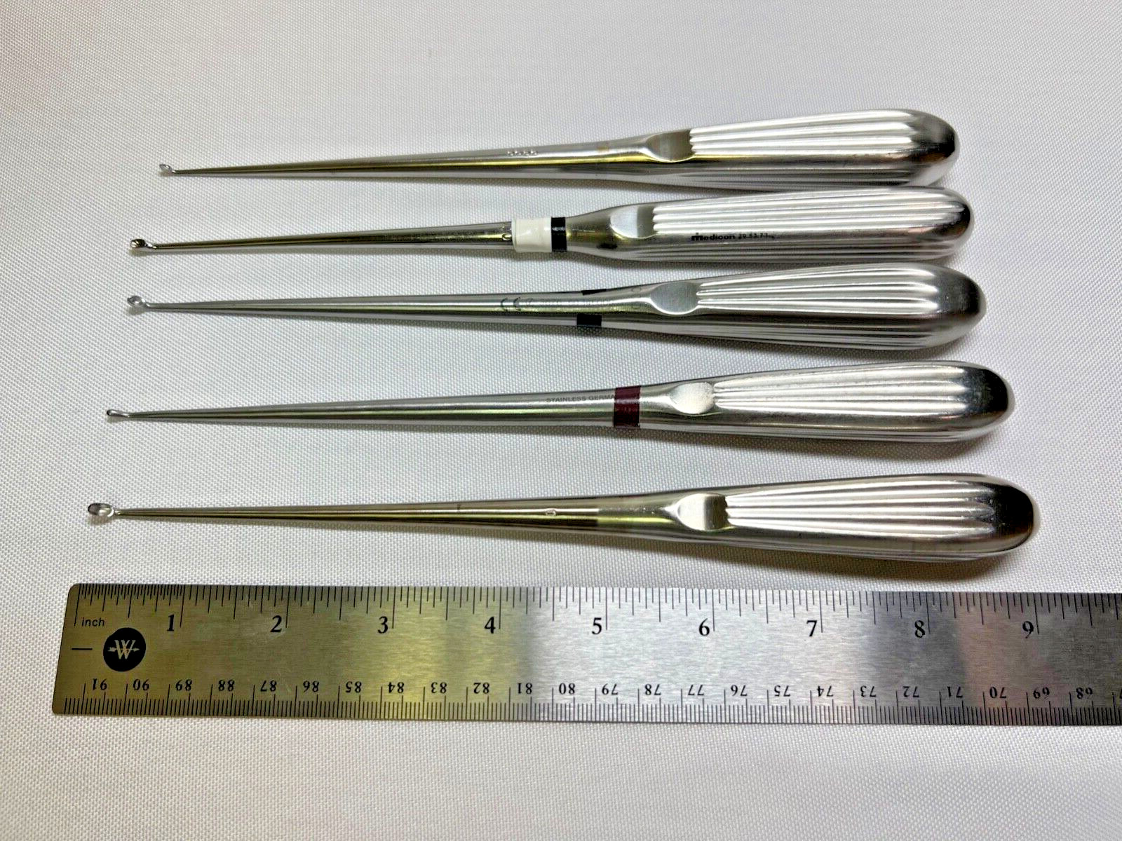Set Of 5 Jarit Medicon Zimmer V.Mueller Bone Cup Curettes Spinal Orthopedics