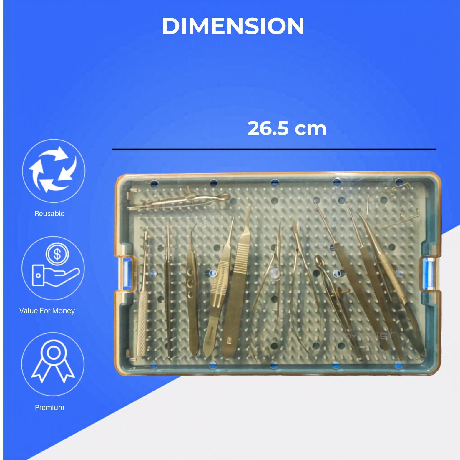 Professional 15 PCS Surgical Instruments Kit with Sterilization Tray