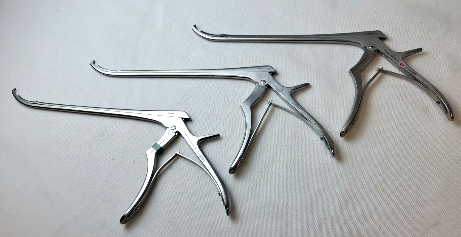 3Pc, V. Mueller Neuro/Spine VINO Rongeur Set 2, 3, and 4mm, Curved, Up, 70 Deg.
