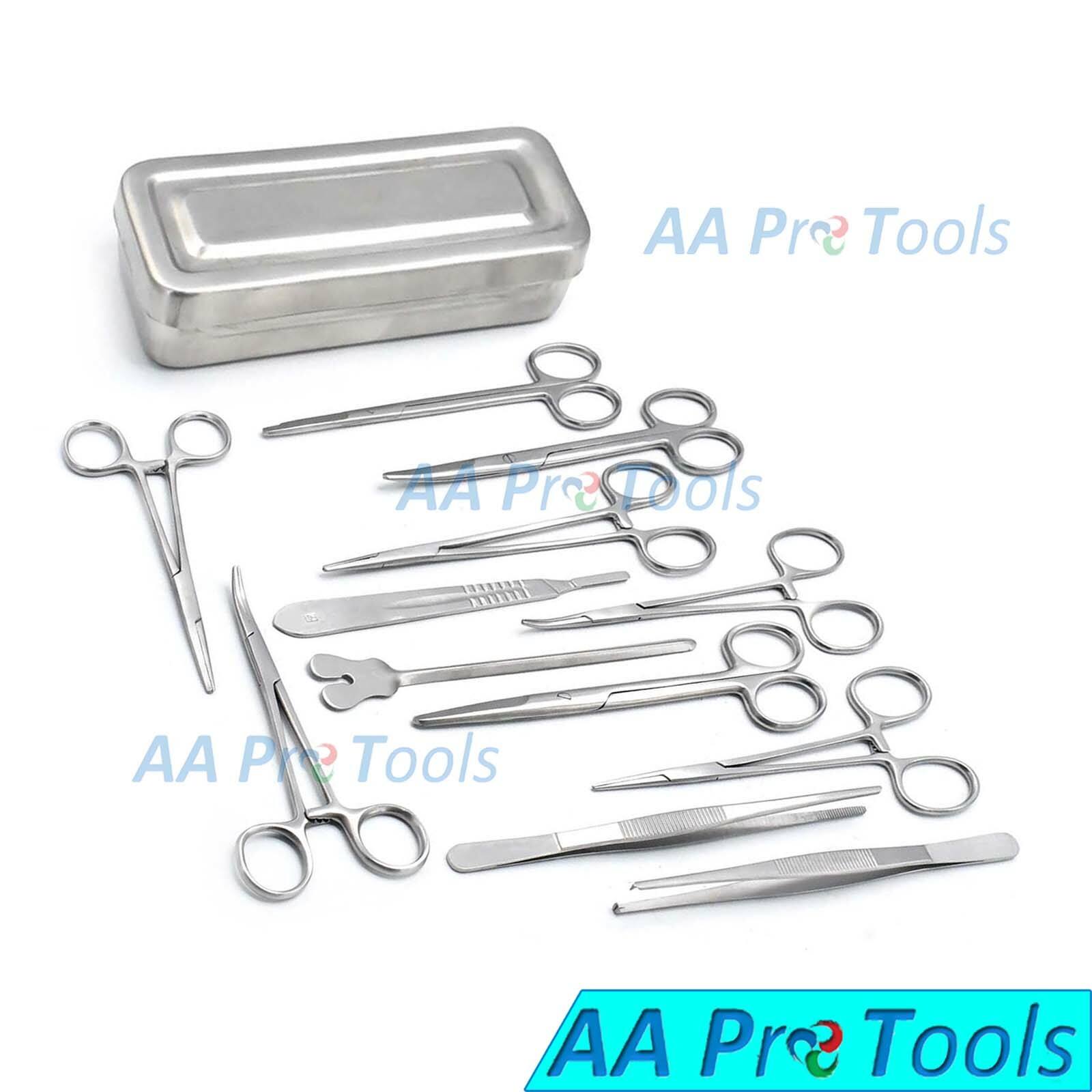 Set of 13 Pieces Basic Minor Surgery Kit Steel Box Surgical Instruments DS-1290