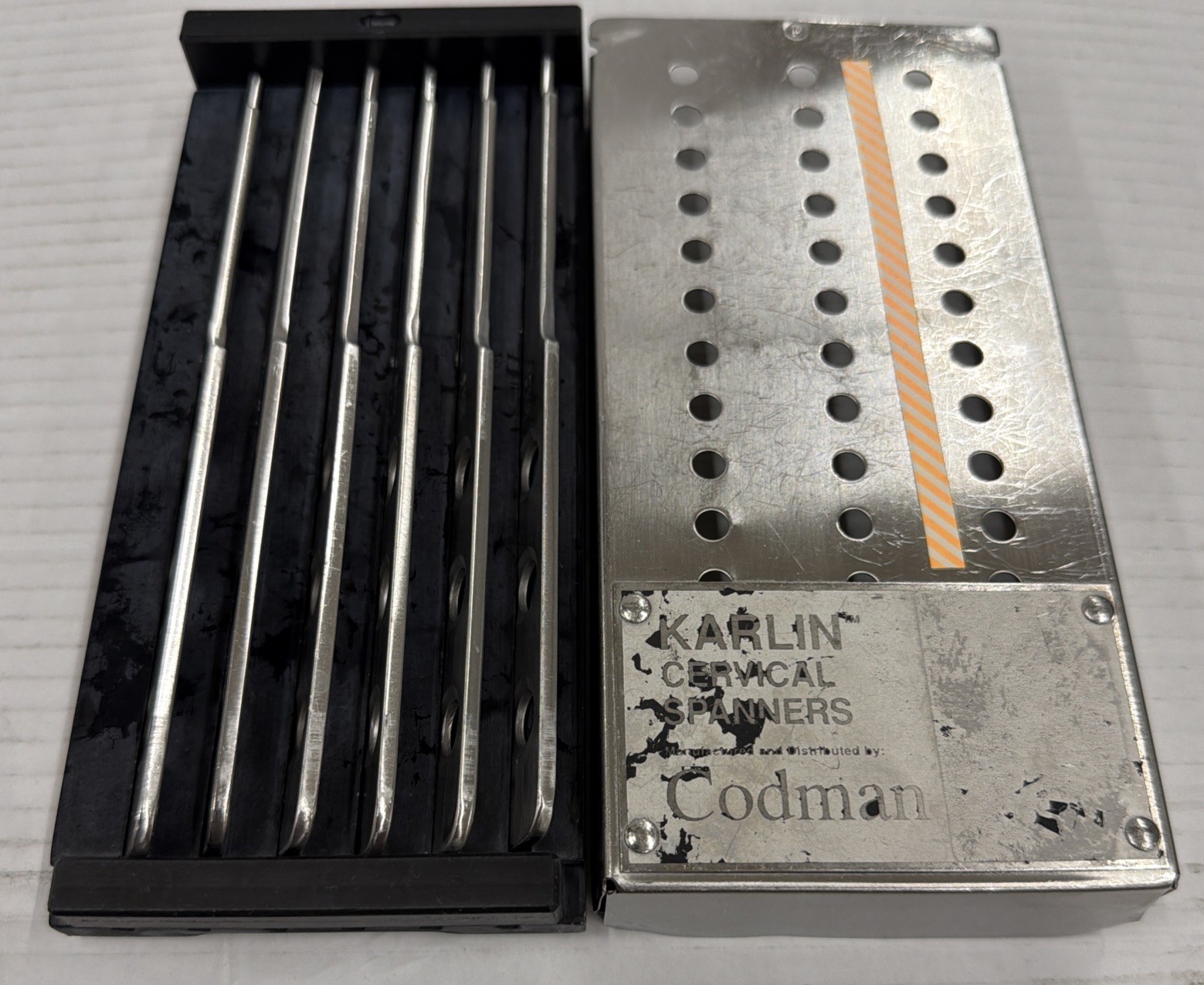 Codman 46-3047 Karlin Cervical Spanners Set w Sterilization & Storage Case Neuro