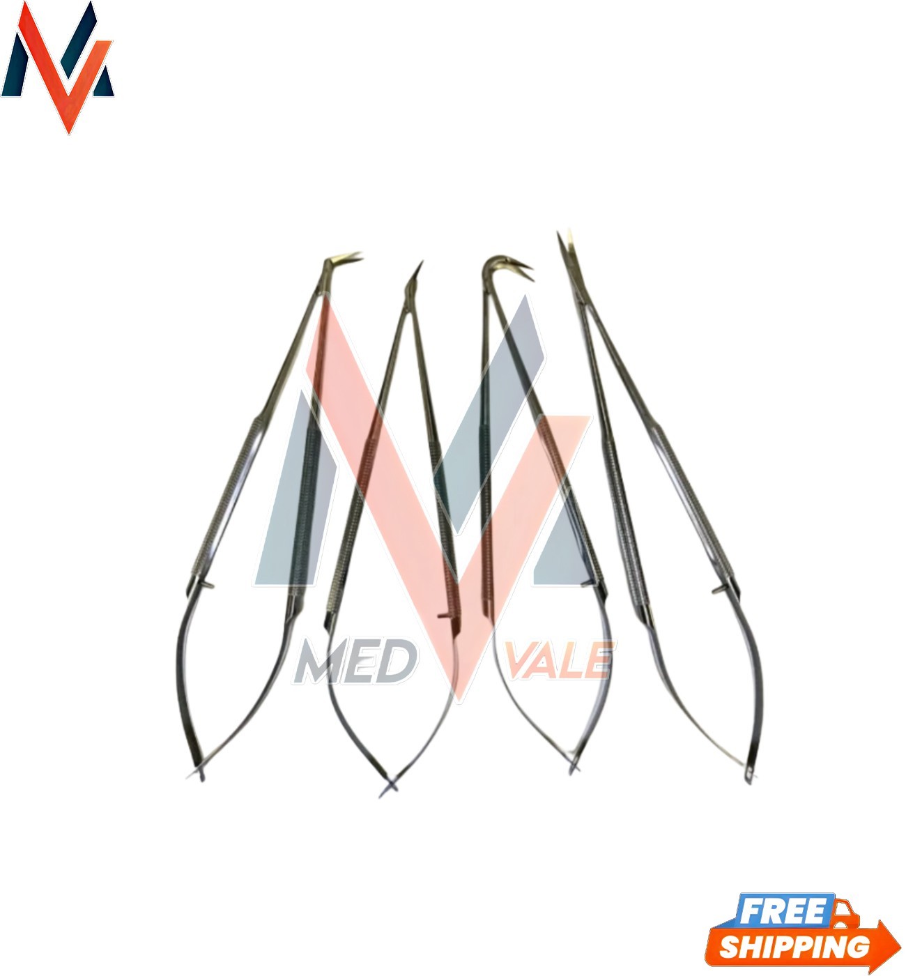 Set of 4 Konig Medline Jacobson Micro Vascular Scissors 7 Rhoton Curved Blades