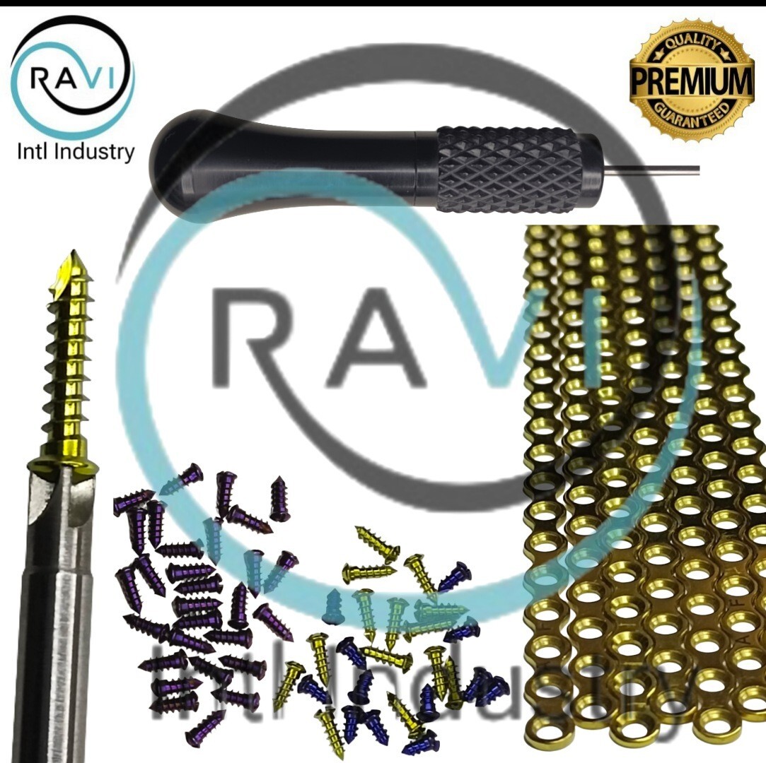 2.0mm Maxillofacial Mini Plates 10 Plates & 80 Pcs Titanium Screws & Screwdriver
